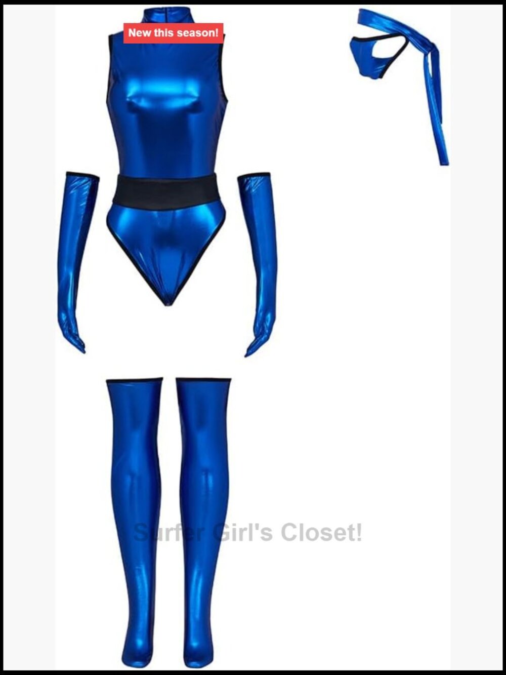 Kitana Cosplay Costume Sexy Blue Jumpsuit with Mask